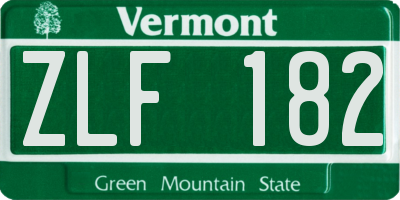 VT license plate ZLF182