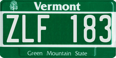 VT license plate ZLF183