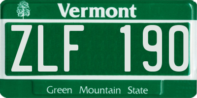 VT license plate ZLF190