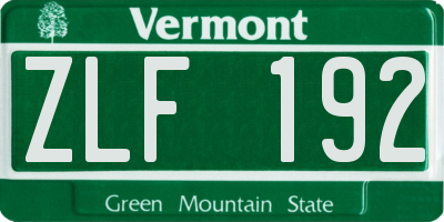 VT license plate ZLF192
