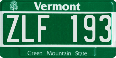 VT license plate ZLF193