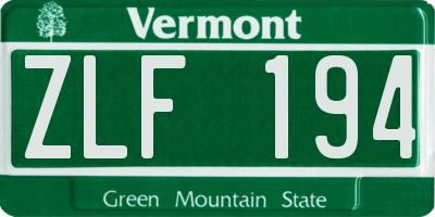 VT license plate ZLF194