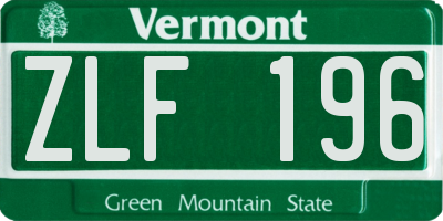 VT license plate ZLF196