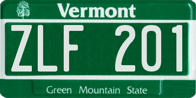 VT license plate ZLF201