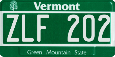 VT license plate ZLF202