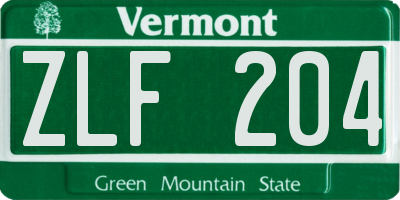 VT license plate ZLF204