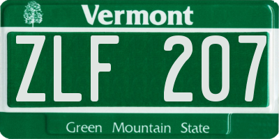 VT license plate ZLF207