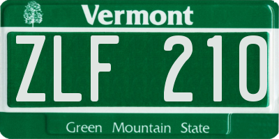 VT license plate ZLF210