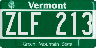 VT license plate ZLF213