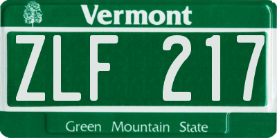 VT license plate ZLF217