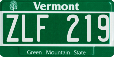 VT license plate ZLF219