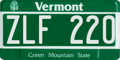 VT license plate ZLF220