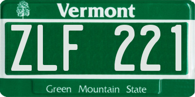 VT license plate ZLF221