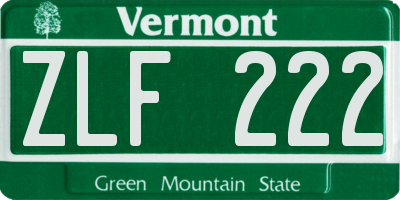 VT license plate ZLF222