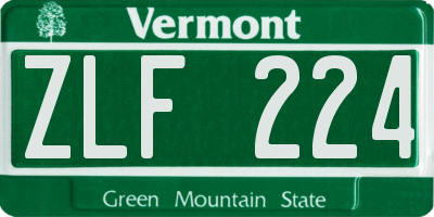 VT license plate ZLF224