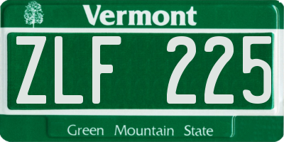VT license plate ZLF225
