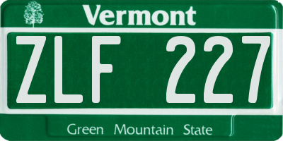 VT license plate ZLF227