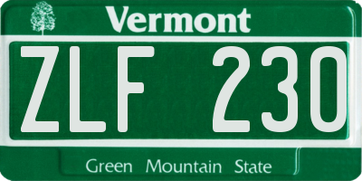VT license plate ZLF230
