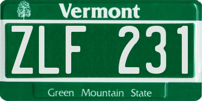 VT license plate ZLF231