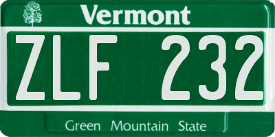 VT license plate ZLF232