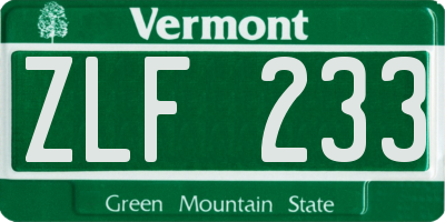 VT license plate ZLF233