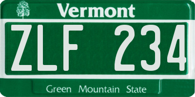 VT license plate ZLF234