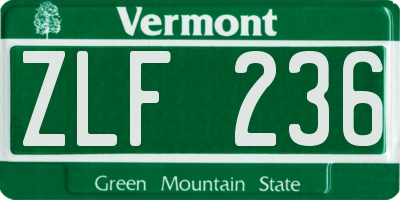 VT license plate ZLF236