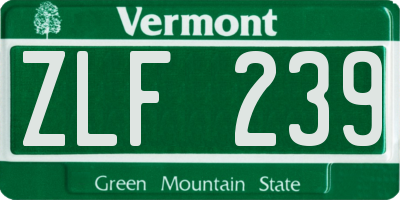 VT license plate ZLF239