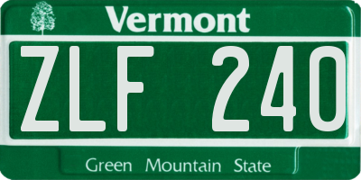 VT license plate ZLF240
