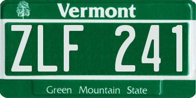 VT license plate ZLF241