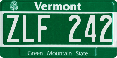 VT license plate ZLF242