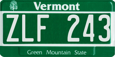 VT license plate ZLF243