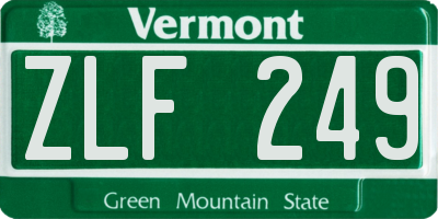 VT license plate ZLF249