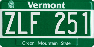 VT license plate ZLF251