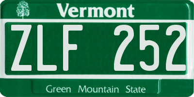 VT license plate ZLF252
