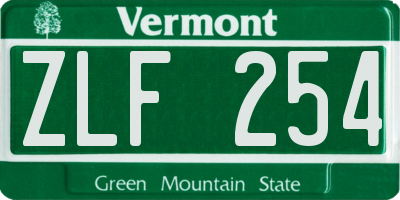 VT license plate ZLF254