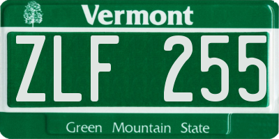 VT license plate ZLF255