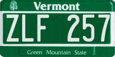 VT license plate ZLF257