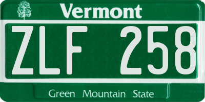 VT license plate ZLF258