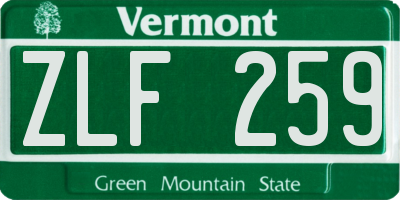 VT license plate ZLF259