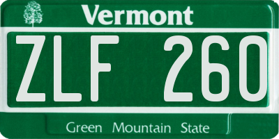 VT license plate ZLF260
