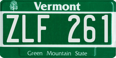 VT license plate ZLF261