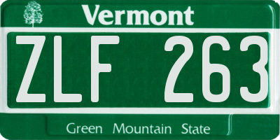 VT license plate ZLF263