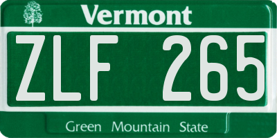 VT license plate ZLF265