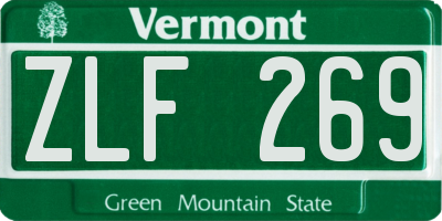 VT license plate ZLF269