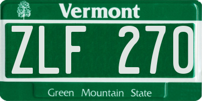VT license plate ZLF270