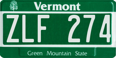 VT license plate ZLF274