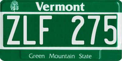 VT license plate ZLF275