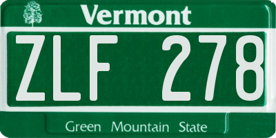 VT license plate ZLF278