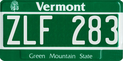 VT license plate ZLF283
